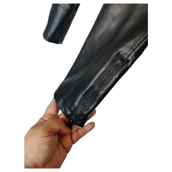 David Lerner Black Ankle Zip Vegan Leather Leggings size XS - Picture 6 of 15